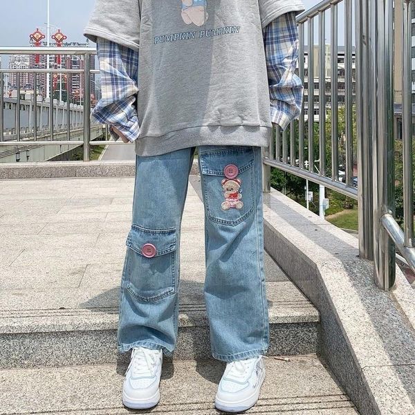 jeans kawaii harajuku jeans women bear embroidery japan preppy style denim pants sweet cute loose baggy student vintage denim trousers, Blue
jeans kawaii harajuku jeans women bear embroidery japan preppy style denim pants sweet cute loose baggy student vintage denim trousers, Blue