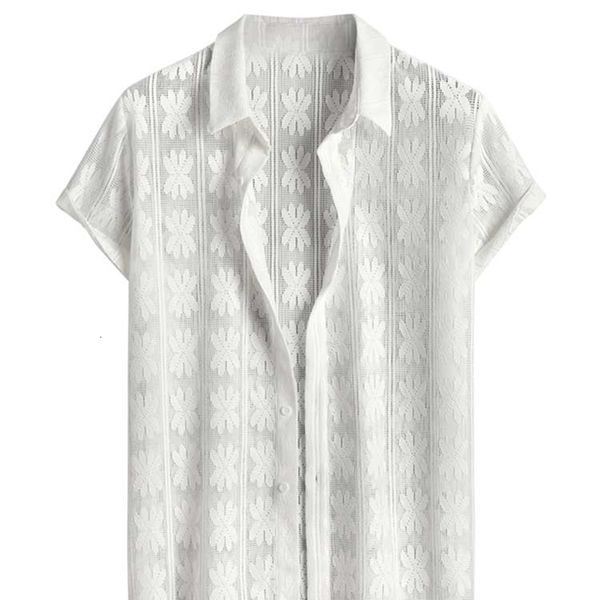 men's casual shirts cotton for men floral openwork sheer short sleeves shirt summer seethrough streetwear thin trendy z5083413 230426, White;black
men's casual shirts cotton for men floral openwork sheer short sleeves shirt summer seethrough streetwear thin trendy z5083413 230426, White;black