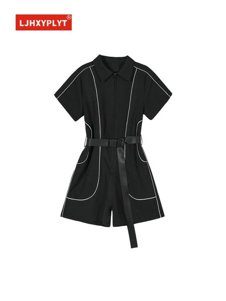 dress black rompers women short sleeve one piece shorts summer new street zipper lapel belt slim wide leg reflective loose suits lady, White
dress black rompers women short sleeve one piece shorts summer new street zipper lapel belt slim wide leg reflective loose suits lady, White