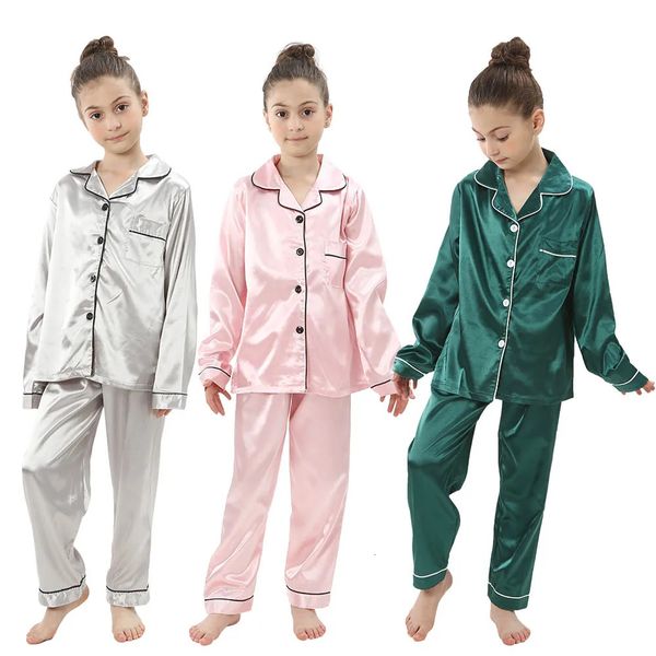 Pajamas Girls Pink Satin Sets Childrens 2pcs Nightgowns Loungewear Boys Silk Pyjamas Teenager Sleepwear for 214T 231127
Pajamas Girls Pink Satin Sets Childrens 2pcs Nightgowns Loungewear Boys Silk Pyjamas Teenager Sleepwear for 214T 231127