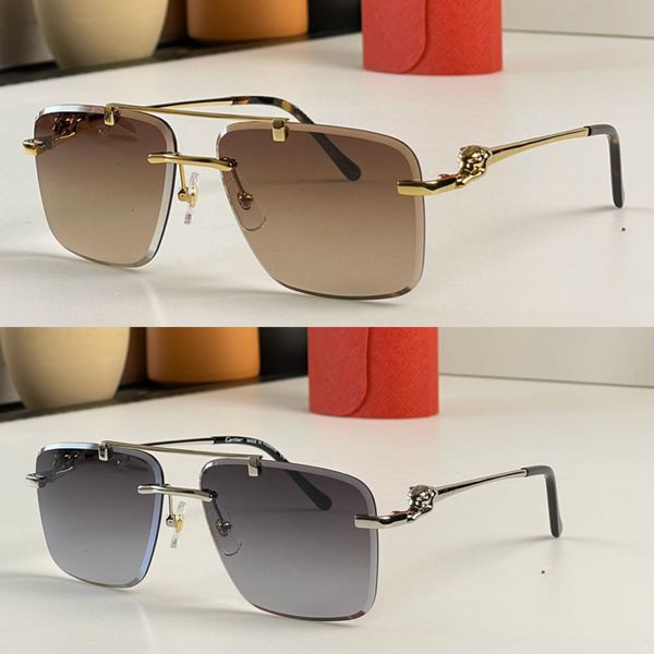 Double-layer nose bridge frame high-quality sunglasses Gold-plated leopard head CT0350 Designer business travel party Rimless goggles
Double-layer nose bridge frame high-quality sunglasses Gold-plated leopard head CT0350 Designer business travel party Rimless goggles