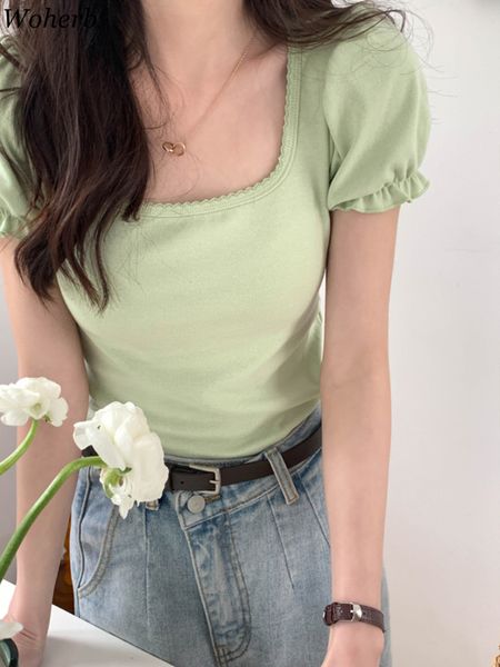 women's t-shirt woherb summer casual basic t-shirt women 7 colors square collar korean chic slim crop tee shirts y2k puff sleeve blusa, White
women's t-shirt woherb summer casual basic t-shirt women 7 colors square collar korean chic slim crop tee shirts y2k puff sleeve blusa, White