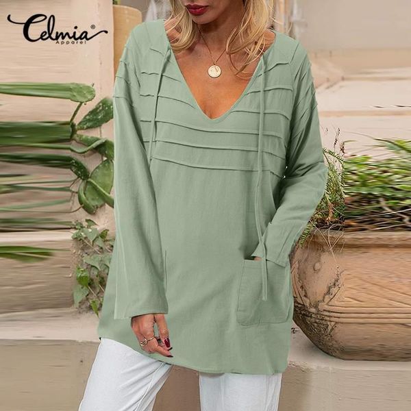 t-shirt celmia long sleeve lace up blusas solid color 2022 summer women casual shirts oversize v neck thin elegant blouses leisure tunic, White
t-shirt celmia long sleeve lace up blusas solid color 2022 summer women casual shirts oversize v neck thin elegant blouses leisure tunic, White