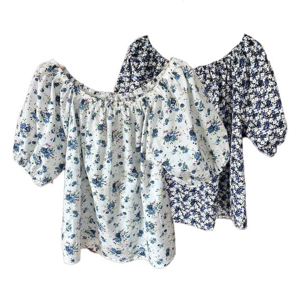 french gentle wind round neck short sleeve floral small shirt women's summer new top, White
french gentle wind round neck short sleeve floral small shirt women's summer new top, White