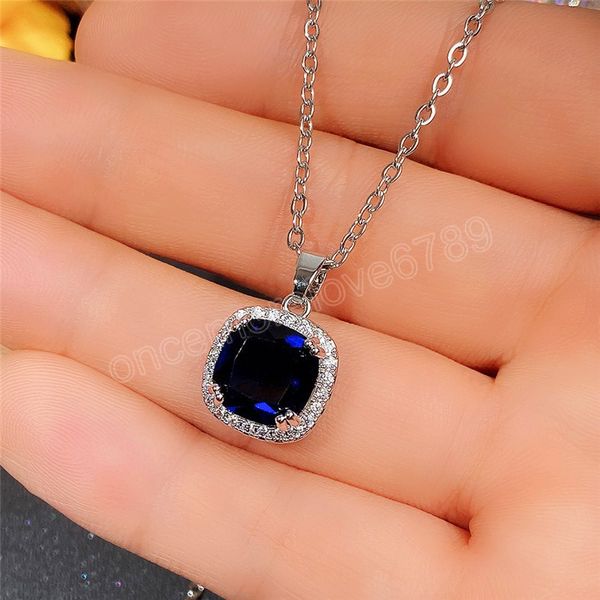 classic princess sapphire cubic zirconia shiny necklace for women banquet party fashion jewelry gift, Silver
classic princess sapphire cubic zirconia shiny necklace for women banquet party fashion jewelry gift, Silver