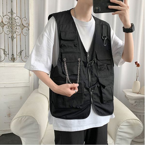 men' tank or woman vest streetwear punk cargo mult practical pockets casual jackets sleeveless cool clothing 230426, White;black
men' tank or woman vest streetwear punk cargo mult practical pockets casual jackets sleeveless cool clothing 230426, White;black