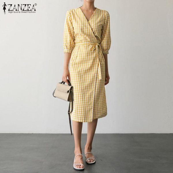 dresses vintage check dress women's summer sundress zanzea 2022 casual v neck robe female short sleeve midcalf vestidos, Black;gray
dresses vintage check dress women's summer sundress zanzea 2022 casual v neck robe female short sleeve midcalf vestidos, Black;gray