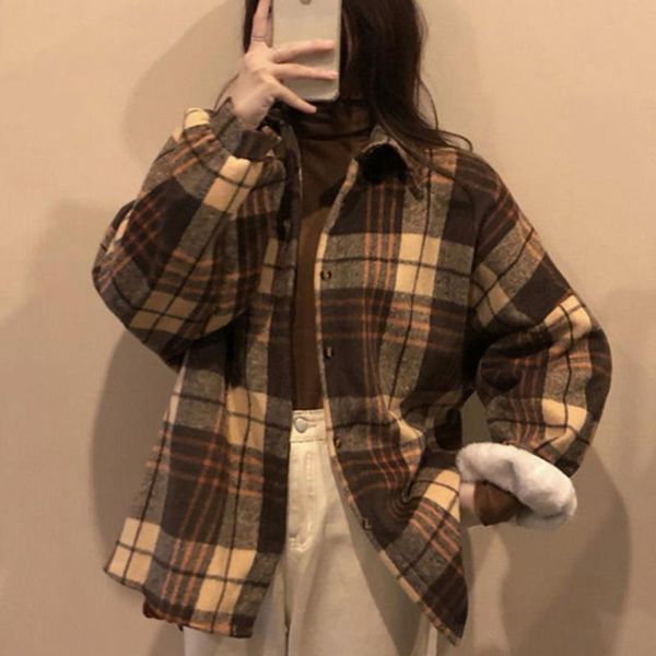 shirts zoki thick women shirts winter warm long sleeve vintage plaid female button up coffee new laides coats korean casual, White
shirts zoki thick women shirts winter warm long sleeve vintage plaid female button up coffee new laides coats korean casual, White