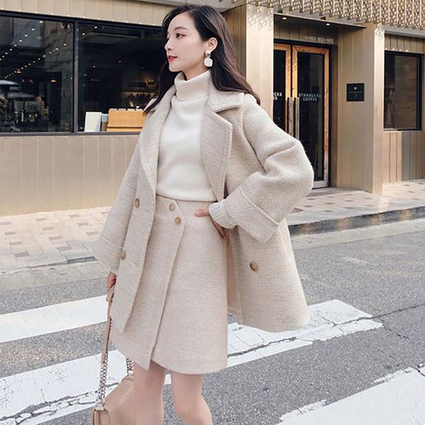 dress autumn winter singlebreasted turndown collar coat and skirt set solid color warm office womens two peice sets allmatch jacket, White
dress autumn winter singlebreasted turndown collar coat and skirt set solid color warm office womens two peice sets allmatch jacket, White