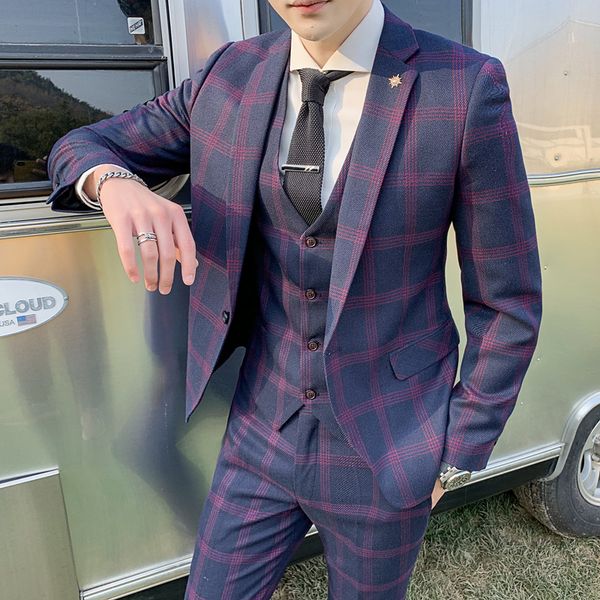 men's suits blazers blazers pants vest set 3 pieces set/ men's business casual fashion three piece plaid suit jacket coat trousers, White;black
men's suits blazers blazers pants vest set 3 pieces set/ men's business casual fashion three piece plaid suit jacket coat trousers, White;black