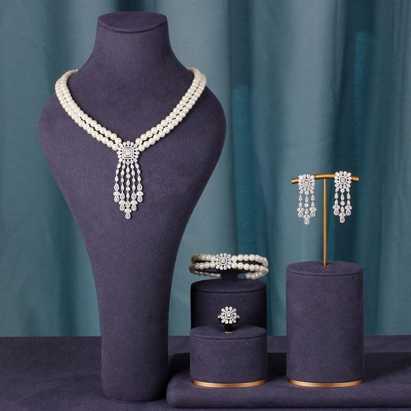 wedding jewelry sets trendy double row pearl tassel necklace earring 4pcs for women wedding party full zircon dubai bridal jewelry set gift, Slivery;golden
wedding jewelry sets trendy double row pearl tassel necklace earring 4pcs for women wedding party full zircon dubai bridal jewelry set gift, Slivery;golden