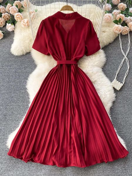 dresses summer vintage women pleated dress red/pink/brown turndown collar short sleeve high waist casual draped aline vestido new 2022, Black;gray
dresses summer vintage women pleated dress red/pink/brown turndown collar short sleeve high waist casual draped aline vestido new 2022, Black;gray