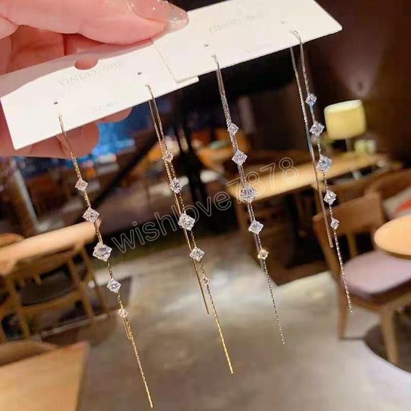 elegant female square zircon drop earrings charm bride wedding earrings for women fashion silver color tassel long earrings
elegant female square zircon drop earrings charm bride wedding earrings for women fashion silver color tassel long earrings