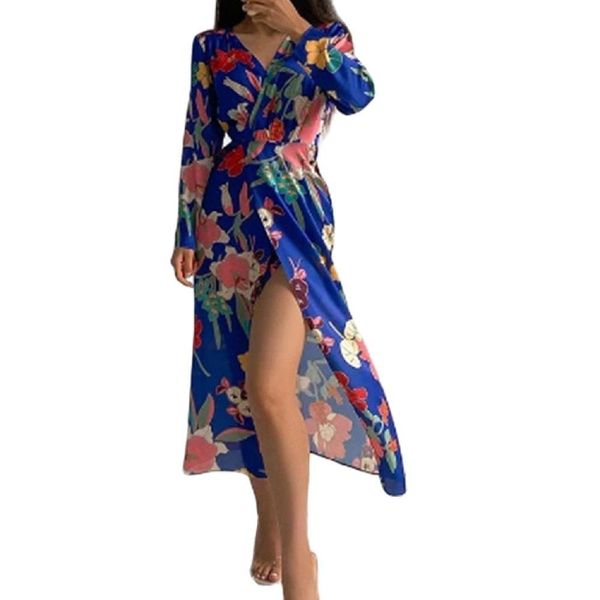 dresses 2022 new style early autumn foreign trade new style temperament vneck split irregular dress women, Black;gray