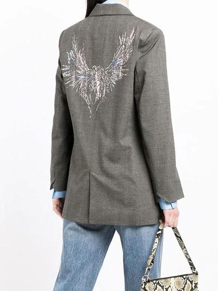 pants autumn winter new grey two button back rhinestones eagle pattern grey women casual blazer coat, White
pants autumn winter new grey two button back rhinestones eagle pattern grey women casual blazer coat, White