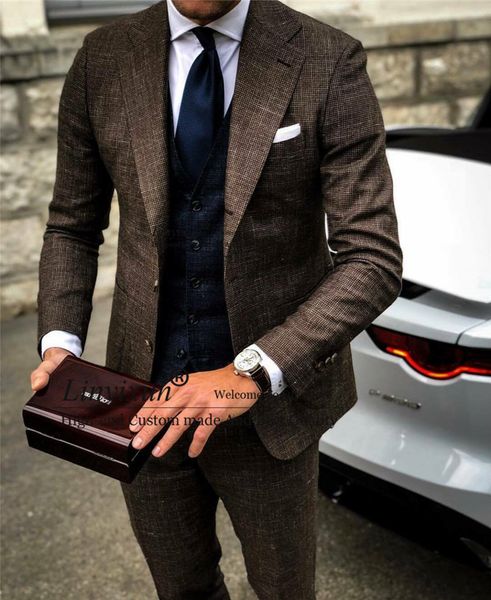 men's suits blazers linen brown mens suits slim fit groom wedding tuxedos 3 pieces set groomsmen prom blazer bridegroom outfit business, White;black
men's suits blazers linen brown mens suits slim fit groom wedding tuxedos 3 pieces set groomsmen prom blazer bridegroom outfit business, White;black