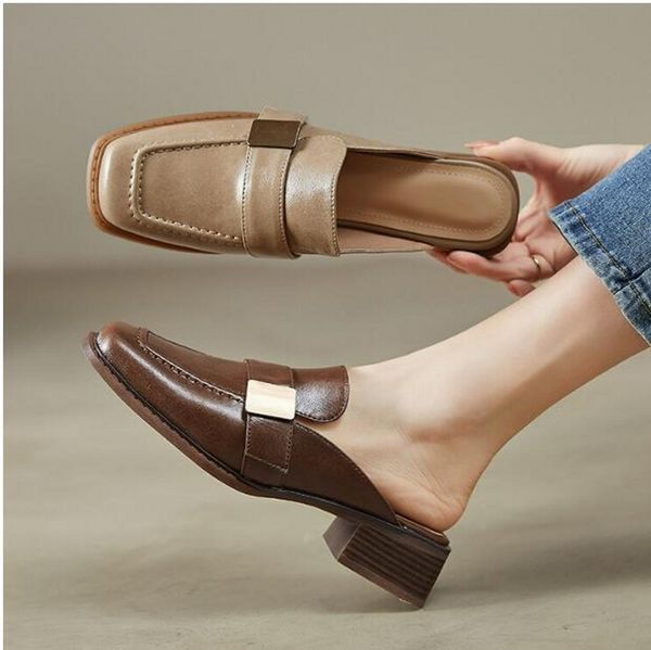 2023 full grain leather women muller shoes fashion cover toe lady slippers vintage shoes, Black
2023 full grain leather women muller shoes fashion cover toe lady slippers vintage shoes, Black