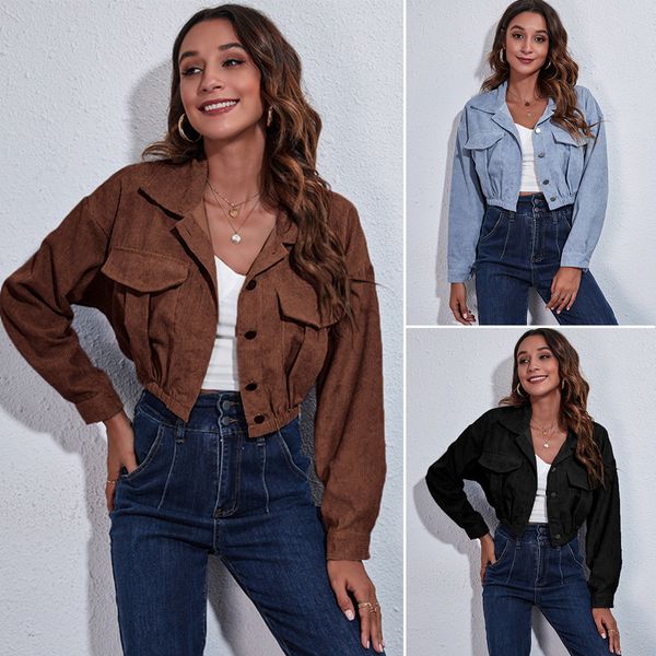 women's jackets women's corduroy jacket short corduroy jacket long-sleeved lapel autumn and winter style elegant pure color loose, Black;brown
women's jackets women's corduroy jacket short corduroy jacket long-sleeved lapel autumn and winter style elegant pure color loose, Black;brown