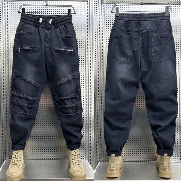 men's jeans stackes hip hop unique black stretch cowboy pants in 2023 spring autumn harem trousers luxury brand streetwear 230426, Blue
men's jeans stackes hip hop unique black stretch cowboy pants in 2023 spring autumn harem trousers luxury brand streetwear 230426, Blue