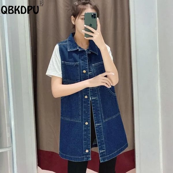 vests plus size 6xl midlength denim vest blue chaleco mujer 2022 new sleeveless jean jacket women korean fashion lapel long waistcoat, Black;white
vests plus size 6xl midlength denim vest blue chaleco mujer 2022 new sleeveless jean jacket women korean fashion lapel long waistcoat, Black;white