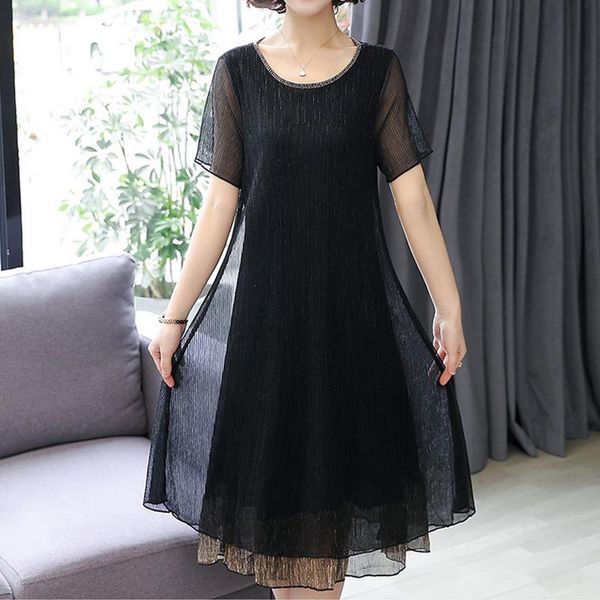 dresses mom dress female summer 20221 new fashion mesh stitching pleated large size elastic loose casual midlength bright silk dress, Black;gray
dresses mom dress female summer 20221 new fashion mesh stitching pleated large size elastic loose casual midlength bright silk dress, Black;gray