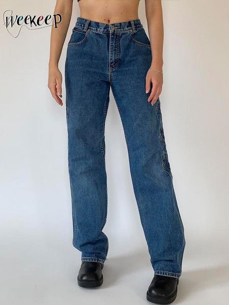 jeans weekeep retro streetwear denim jeans straight 2000s fashion baggy cargo pants side star print y2k aesthetic women casual trouser, Blue
jeans weekeep retro streetwear denim jeans straight 2000s fashion baggy cargo pants side star print y2k aesthetic women casual trouser, Blue
