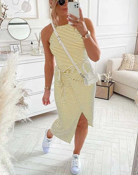 womens casual sleeveless striped vest dresses waist belt t shirt summer dress, Black;gray
womens casual sleeveless striped vest dresses waist belt t shirt summer dress, Black;gray