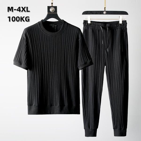 men's tracksuits 2 pcs/set men's summer ice silk casual simple t-shirt sports suit two piecepants comfortable stretch straight ple, Gray
men's tracksuits 2 pcs/set men's summer ice silk casual simple t-shirt sports suit two piecepants comfortable stretch straight ple, Gray