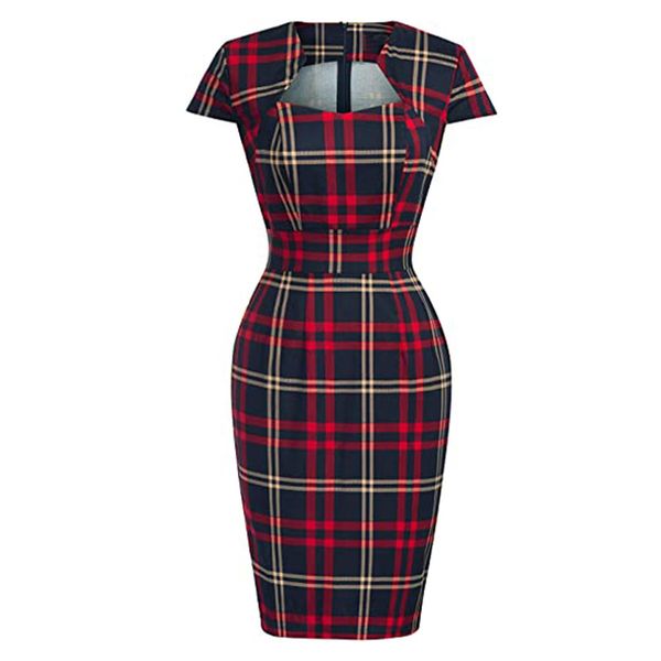 dresses onepiece retro office bodycon women sheath dress wear to work business vestidos plaid print england style 60s bandage dresses, Black;gray
dresses onepiece retro office bodycon women sheath dress wear to work business vestidos plaid print england style 60s bandage dresses, Black;gray