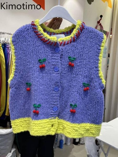 sweaters kimotimo sweater vest women 2022 autumn colorblock cherry embroidery o neck knit waistcoat korean sleeveless button cardigan, White;black
sweaters kimotimo sweater vest women 2022 autumn colorblock cherry embroidery o neck knit waistcoat korean sleeveless button cardigan, White;black