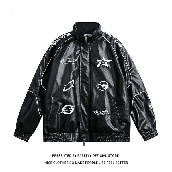 men's jackets spring autumn black racing men baseball bomber jacket motorcycle women pu leather couple varsity coat streetwear 230426, Black;brown
men's jackets spring autumn black racing men baseball bomber jacket motorcycle women pu leather couple varsity coat streetwear 230426, Black;brown