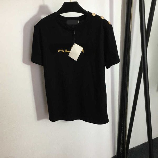 23ss tee womens t-shirt womens designer clothing round neck pure cotton gilt monogram shoulder button cotton short sleeve t-shirt women clo, White
23ss tee womens t-shirt womens designer clothing round neck pure cotton gilt monogram shoulder button cotton short sleeve t-shirt women clo, White