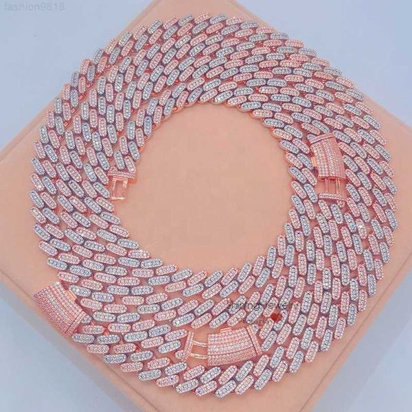 hip hop rapper jewelry iced out moissanite 13mm rose gold 2 tone cuban chain necklace, Silver
hip hop rapper jewelry iced out moissanite 13mm rose gold 2 tone cuban chain necklace, Silver