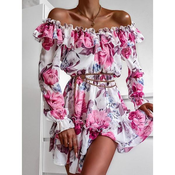 dresses women off shoulder ruffles flower print dress autumn long sleeve chiffon elegant party dress female beach holiday vestidos 2021, Black;gray
dresses women off shoulder ruffles flower print dress autumn long sleeve chiffon elegant party dress female beach holiday vestidos 2021, Black;gray