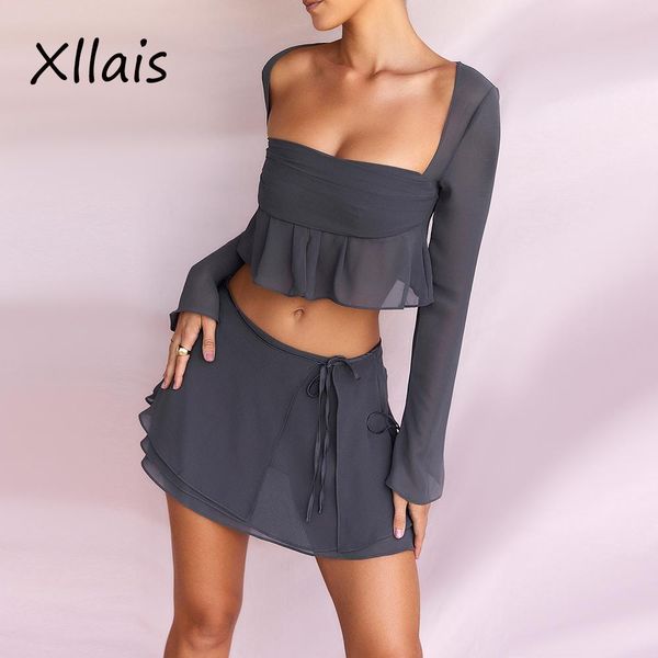 dress xllais sheer chiffon two piece set square neck and mini alink skirt sets summer women's suit, White
dress xllais sheer chiffon two piece set square neck and mini alink skirt sets summer women's suit, White