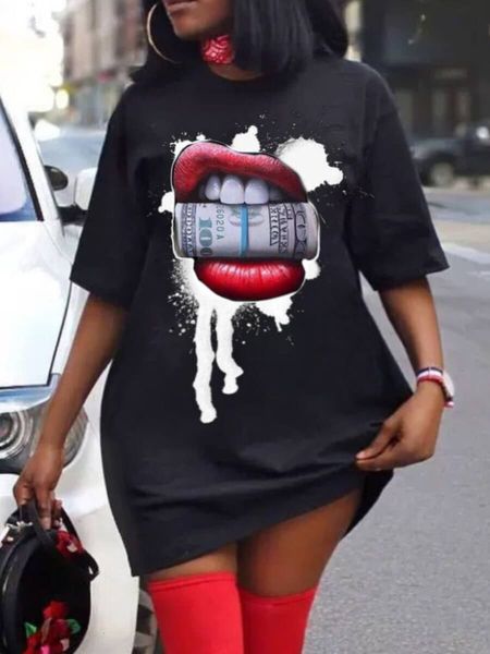 plus size dresses lw size women short casual o neck lip print black mini tshirt loose robe camiseta vestidos 230426
plus size dresses lw size women short casual o neck lip print black mini tshirt loose robe camiseta vestidos 230426