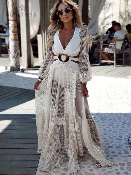 women's swimwear deep vneck cut out long sleeve maxi dress white lace tunic women clothes summer beach wear swim suit cover up a1049 23, White;black
women's swimwear deep vneck cut out long sleeve maxi dress white lace tunic women clothes summer beach wear swim suit cover up a1049 23, White;black