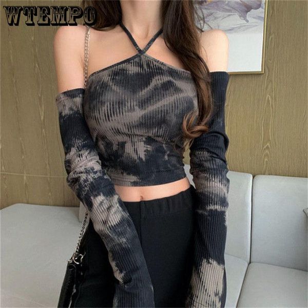 t-shirt y2k long sleeve black tie dye tshirt women offtheshoulder halterneck women's summer short new trendy slim fit gothic, White
t-shirt y2k long sleeve black tie dye tshirt women offtheshoulder halterneck women's summer short new trendy slim fit gothic, White