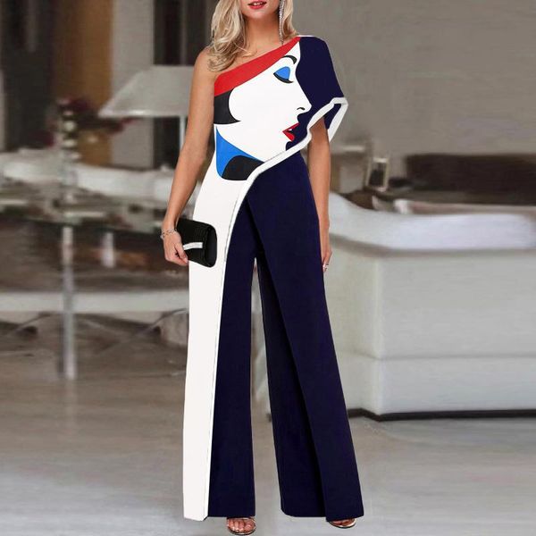 pants jumpsuits for women 2022 elegant abstract printing fashion oblique shoulder loose luxury women's overalls summer wideleg pants, White
pants jumpsuits for women 2022 elegant abstract printing fashion oblique shoulder loose luxury women's overalls summer wideleg pants, White