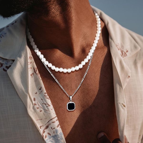 pendant necklaces vnox 2pcs necklaces set for men geometric square pendant with 55cm rope box cuban chain simulated pearl chain steel collar, Silver
pendant necklaces vnox 2pcs necklaces set for men geometric square pendant with 55cm rope box cuban chain simulated pearl chain steel collar, Silver