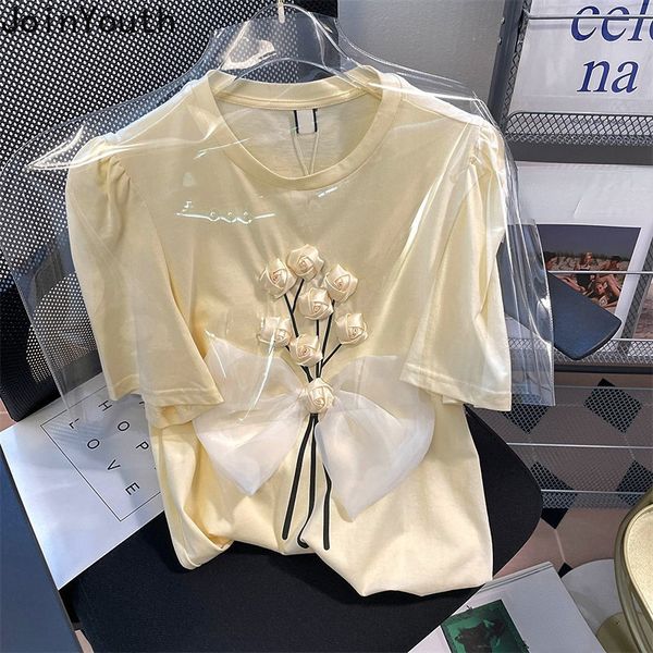 women's t-shirt summer woman tshirts 3d gauze floral vintage t shirt o-neck puff sleeve tees blusas mujer de moda fashion korean y2k 2, White
women's t-shirt summer woman tshirts 3d gauze floral vintage t shirt o-neck puff sleeve tees blusas mujer de moda fashion korean y2k 2, White