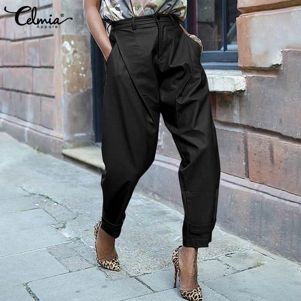 capris 2022 celmia autumn high waist harem pants vintage women pu leather long pantalon oversize casual pocket solid trouser streetwear, Black;white
capris 2022 celmia autumn high waist harem pants vintage women pu leather long pantalon oversize casual pocket solid trouser streetwear, Black;white