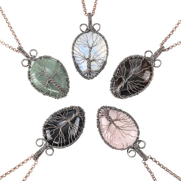 natural stone tree of life reiki necklace handmade pendant wire wrap obsidian green aventurine rose quartz crystal pendant men's women&, Silver
natural stone tree of life reiki necklace handmade pendant wire wrap obsidian green aventurine rose quartz crystal pendant men's women&, Silver