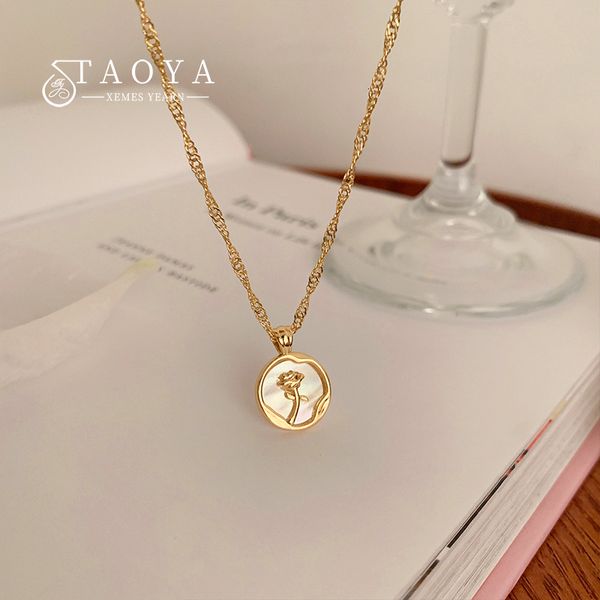 strands strings irregular round shell metal rose pendant stainless steel necklace for womens neck chain party luxury jewelry 230426, Black
strands strings irregular round shell metal rose pendant stainless steel necklace for womens neck chain party luxury jewelry 230426, Black