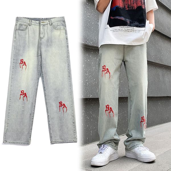 men's jeans deeptown y2k embroidered straight men retro red letter loose denim pants casual hip hop trousers male streetwear fashion 23, Blue
men's jeans deeptown y2k embroidered straight men retro red letter loose denim pants casual hip hop trousers male streetwear fashion 23, Blue