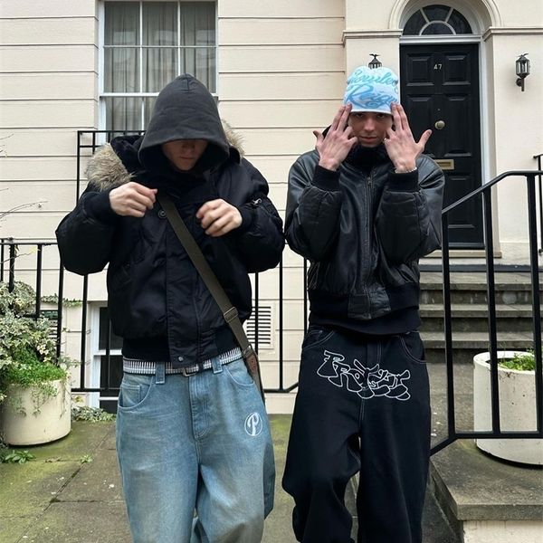 men's jeans street retro hip hop protect print trend fashion black highwaist y2k men oversized baggy casual wide leg pants 230426, Blue
men's jeans street retro hip hop protect print trend fashion black highwaist y2k men oversized baggy casual wide leg pants 230426, Blue