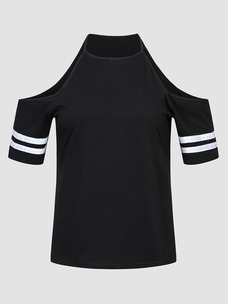 t-shirt finjani solid halter neck cold shoulder tee plus size short sleeved for women summer 2022 new, Black
t-shirt finjani solid halter neck cold shoulder tee plus size short sleeved for women summer 2022 new, Black