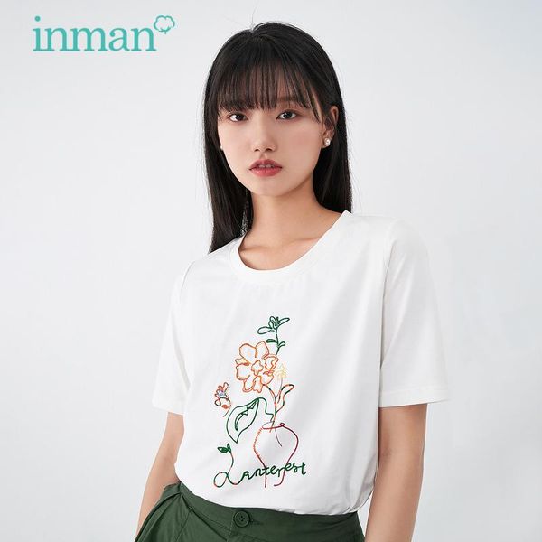 t-shirt inman summer women's cotton tshirt hightech wormwood hygroscopic breathable antibacterial bead embroidery round collar top, White
t-shirt inman summer women's cotton tshirt hightech wormwood hygroscopic breathable antibacterial bead embroidery round collar top, White