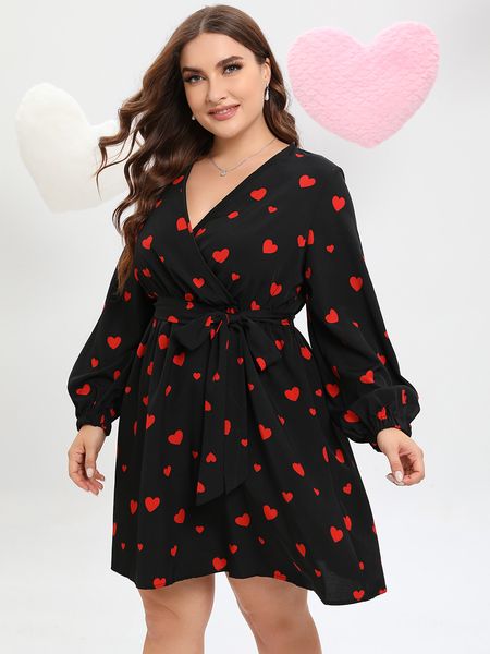 plus size dresses finjani size for women summer allover heart print belted midi elegant pattern 230426, Black
plus size dresses finjani size for women summer allover heart print belted midi elegant pattern 230426, Black