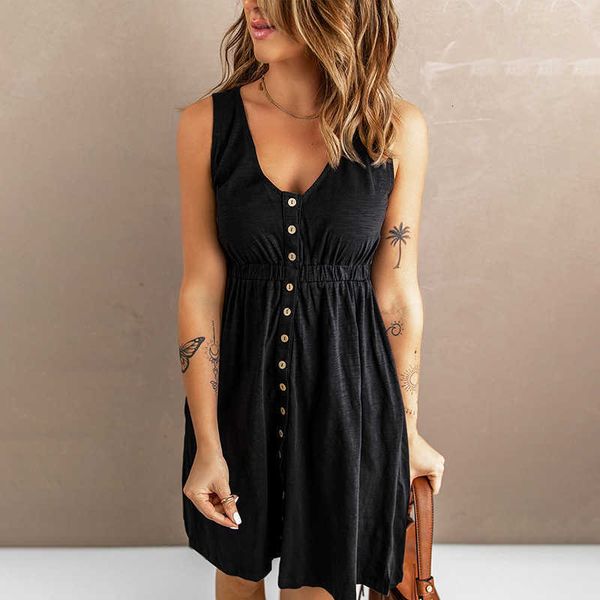 new casual summer solid color dress women's sleeveless v-neck pullover knee length, Black;gray
new casual summer solid color dress women's sleeveless v-neck pullover knee length, Black;gray